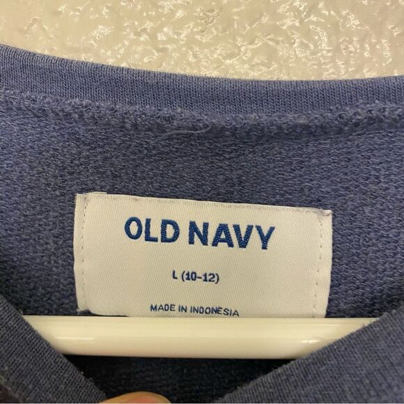 Old Navy french terry Sweatshirt long sleeve winter fall cozy Dress blue M 10-12 - Picture 7 of 7